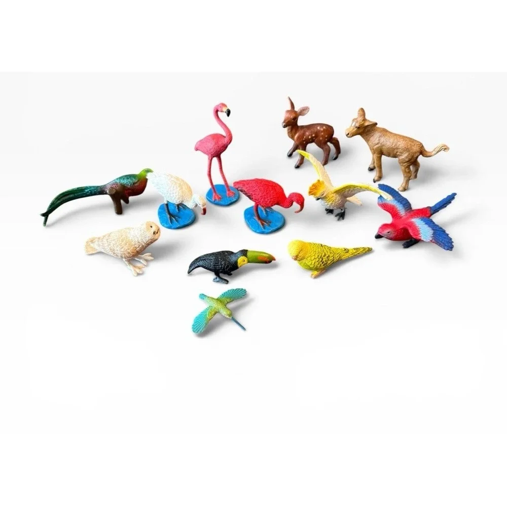 Lot of 12 1998 Safari LLC Vintage Birds  Animals Hard Plastic Figures